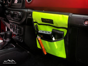 Fluorescent Lime Yellow Jeep Passenger Grab Handle Accessories Flat Pocket with Velcro by Overland Gear Guy