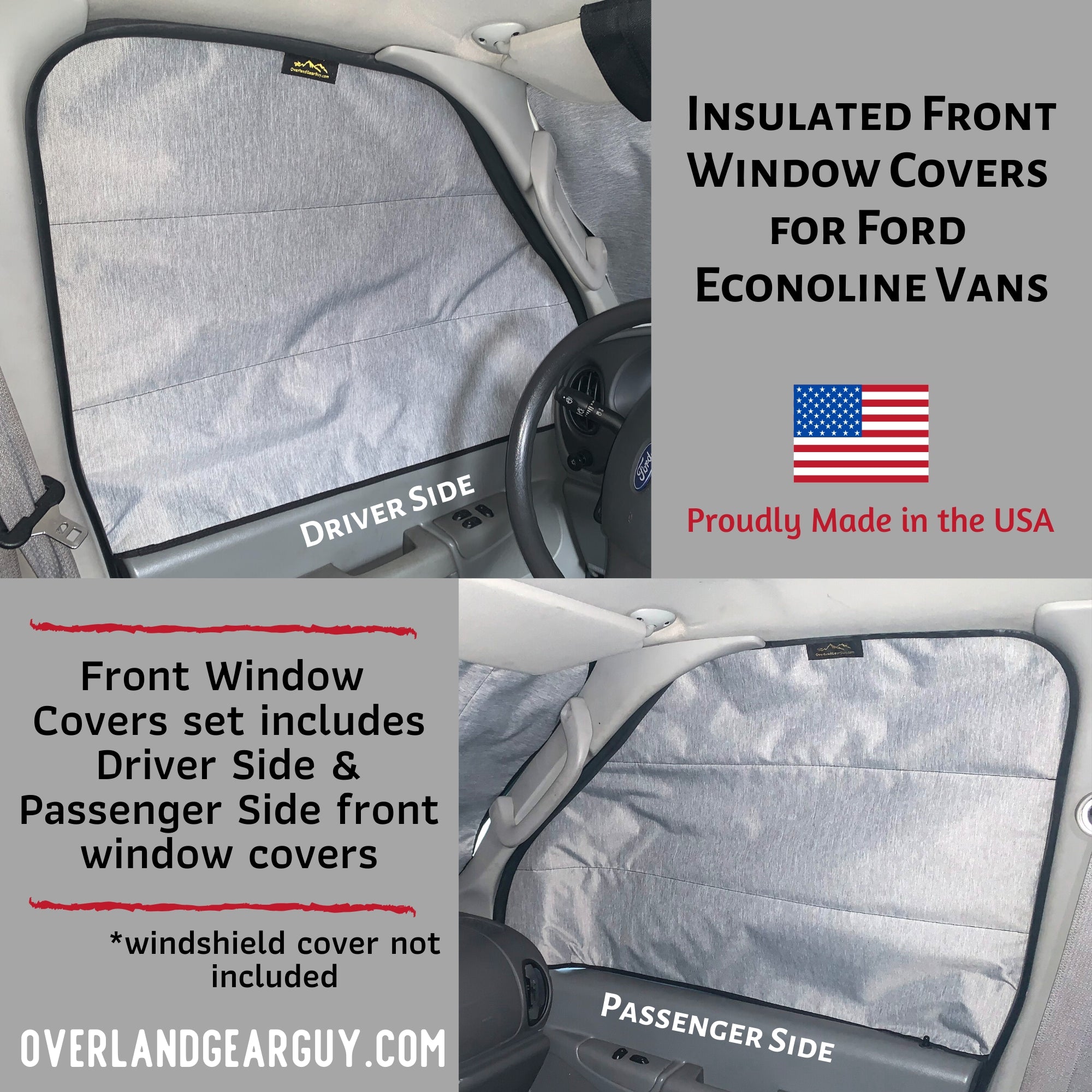 Trunk Curtain For Ford E-Series Rear Window Sunshade Cover Grey