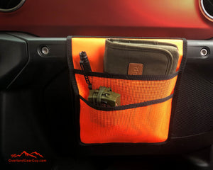 Neon Orange Jeep Passenger Grab Handle Accessories Flat Pocket with Velcro by Overland Gear Guy