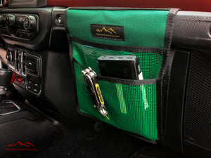 Green Jeep Passenger Grab Handle Accessories Flat Pocket with Velcro by Overland Gear Guy