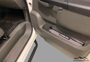 Custom Door Cubby Pouches for Nissan NV, Nissan NV van accessories by Overland Gear Guy, cable storage