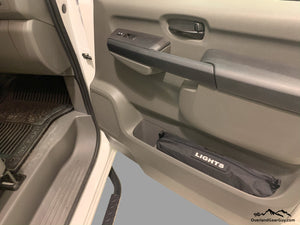 Custom Door Cubby Pouches for Nissan NV, Nissan NV van accessories by Overland Gear Guy, light bag for van