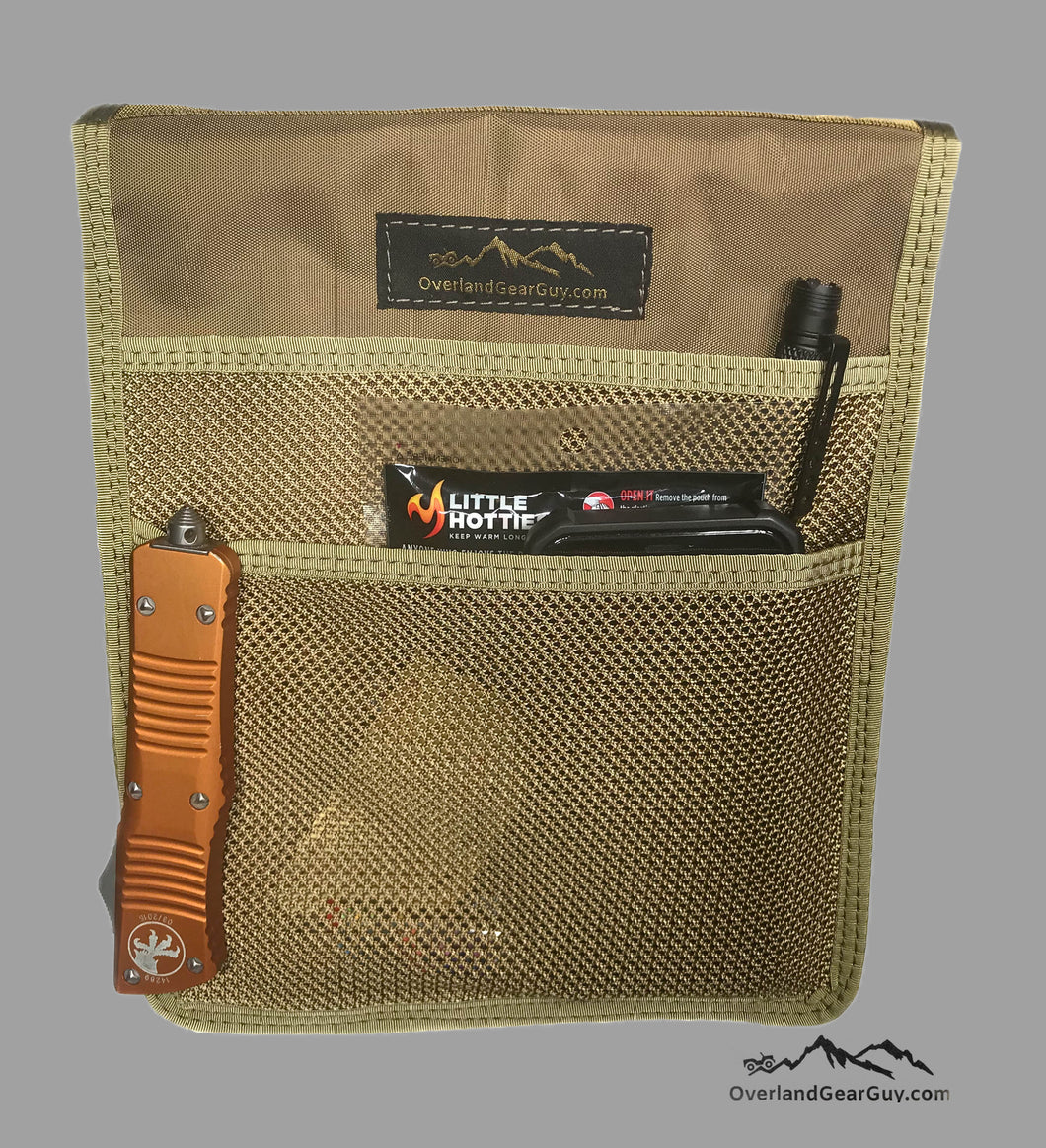 Roof Top Tent Tan Storage Bag by Overland Gear Guy, Coyote Mesh Storage Pocket